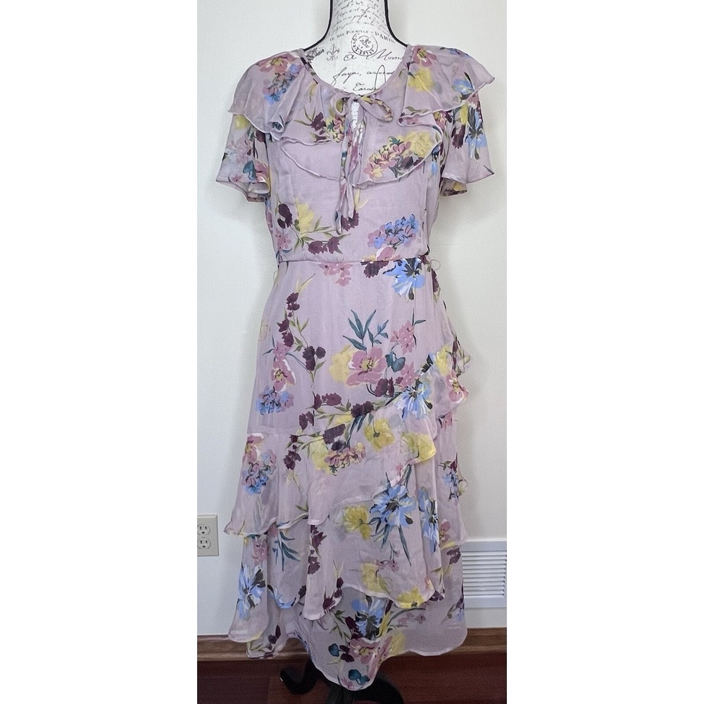 Band‎ of Gypsies Floral Midi Dress Blush Pink Flowy Garden Medium *Belt* New